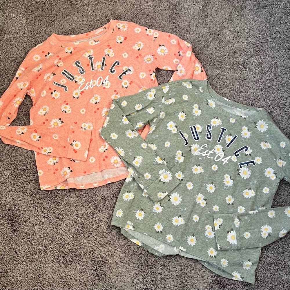 Two Girls Long sleeve Floral Tops Justice size 10